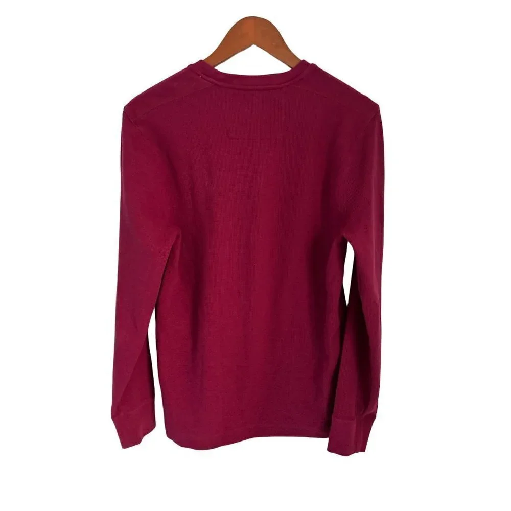 BANANA REPUBLIC Cotton Waffled Tee Sweatshirt Crewneck in Burgundy Size Med
